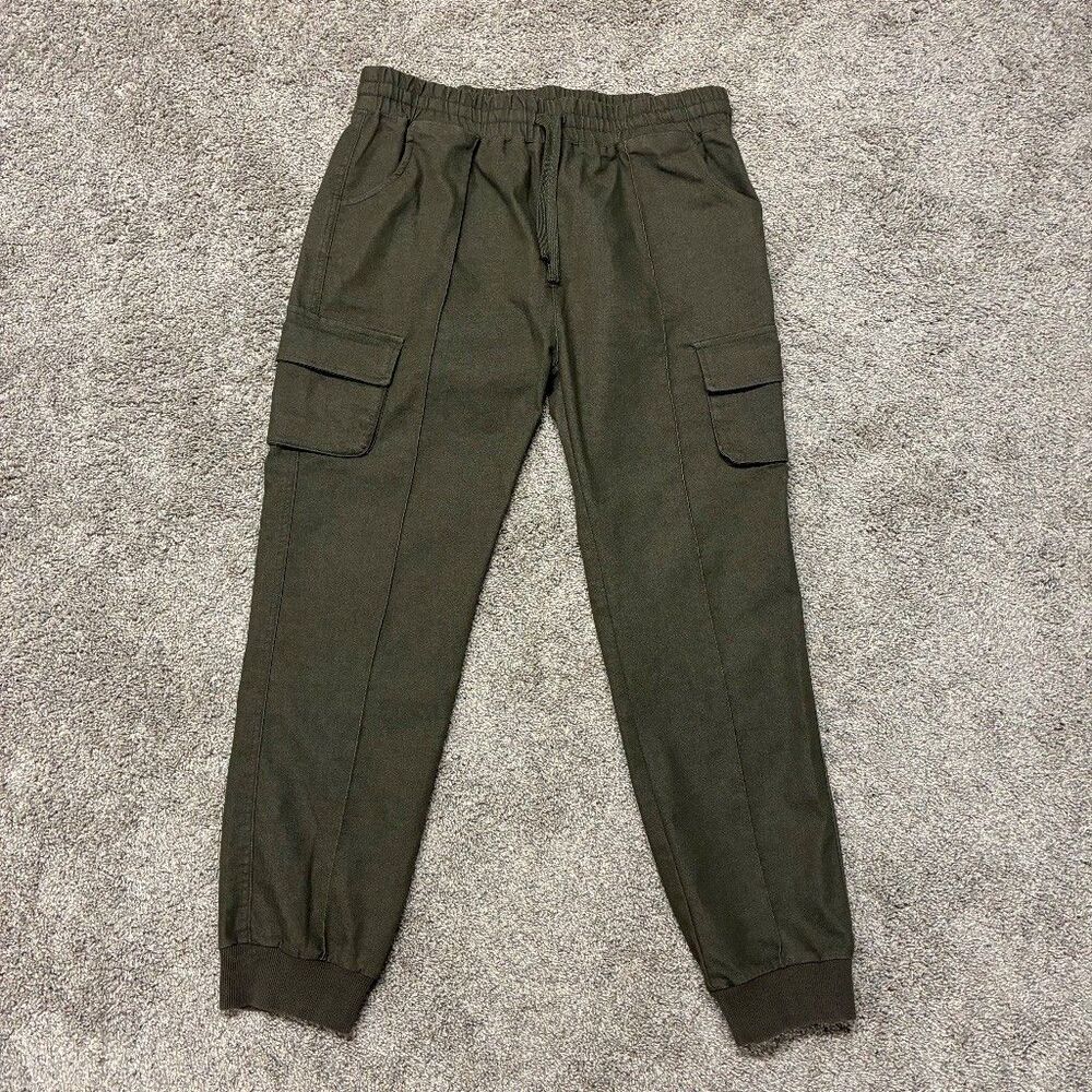 Stella Luce Women’s L Olive Green Cargo Jogger Pants Drawstring Minimalist